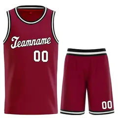 Classic Maroon White-Black Basketball Uniform Jersey