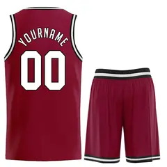 Classic Maroon White-Black Basketball Uniform Jersey 2