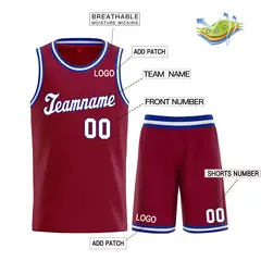 Classic Maroon White-Royal Basketball Uniform Jersey 3