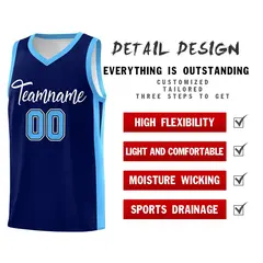 Classic Navy White Basketball Jersey 4