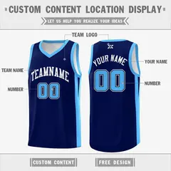 Classic Navy White Basketball Team Uniform Jersey 2