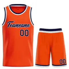 Classic Orange Navy-White Heal Sports Basketball Jersey Set