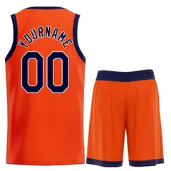 Classic Orange Navy-White Heal Sports Basketball Jersey Set 2