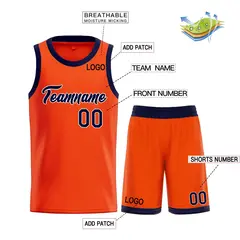 Classic Orange Navy-White Heal Sports Basketball Jersey Set 3