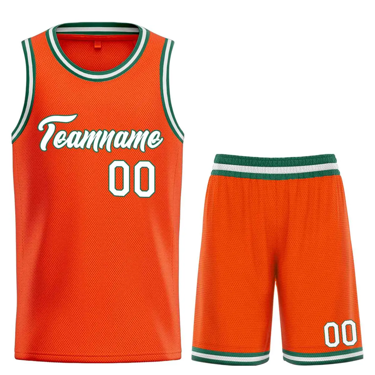 Classic Orange White-Green Heal Sports Basketball Jersey Set