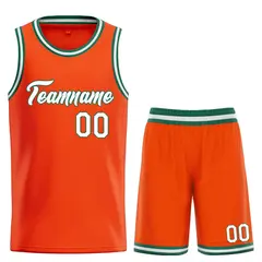 Classic Orange White-Green Heal Sports Basketball Jersey Set 1
