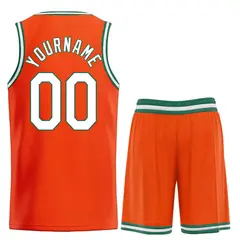 Classic Orange White-Green Heal Sports Basketball Jersey Set 2