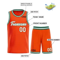 Classic Orange White-Green Heal Sports Basketball Jersey Set 3