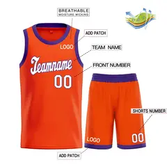 Classic Orange White-Royal Basketball Team Uniform Jersey 3