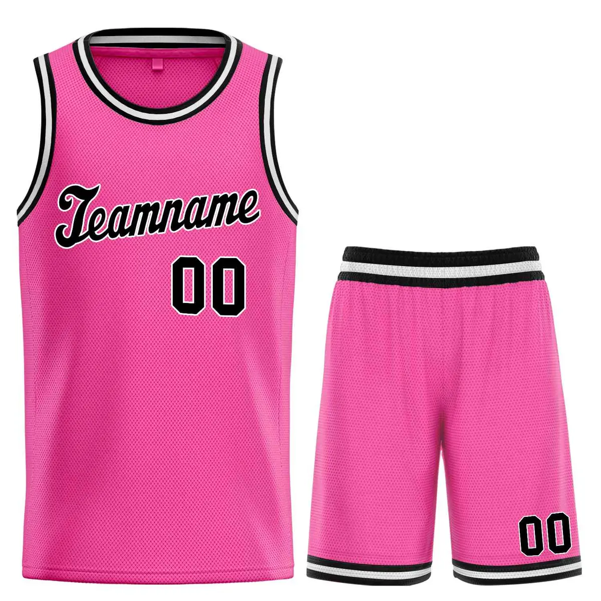 Classic Pink Black-White Basketball Uniform Jersey