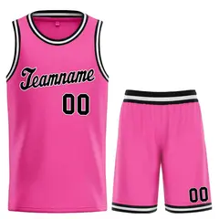 Classic Pink Black-White Basketball Uniform Jersey