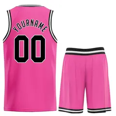 Classic Pink Black-White Basketball Uniform Jersey 2