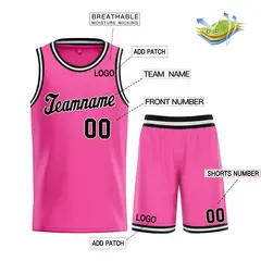 Classic Pink Black-White Basketball Uniform Jersey 3