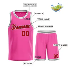 Classic Pink Maroon-Black Basketball Uniform Jersey 3