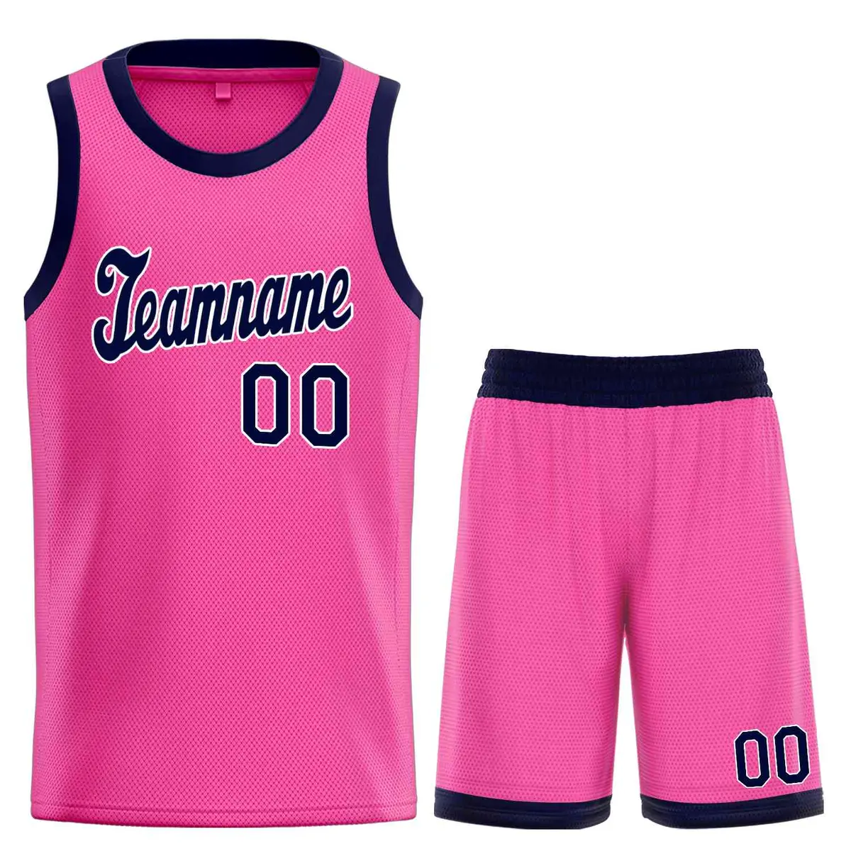 Classic Pink Navy-White Basketball Uniform Jersey