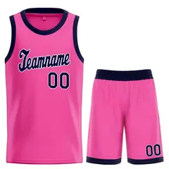 Classic Pink Navy-White Basketball Uniform Jersey