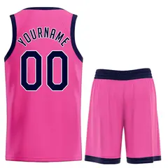 Classic Pink Navy-White Basketball Uniform Jersey 2