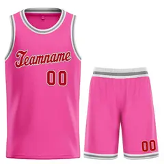 Classic Pink Red-Gray Basketball Uniform Jersey