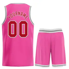 Classic Pink Red-Gray Basketball Uniform Jersey 2