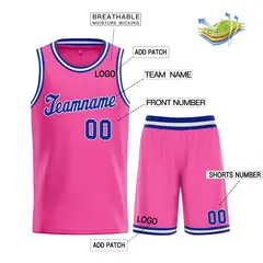 Classic Pink Royal-White Basketball Uniform Jersey 3