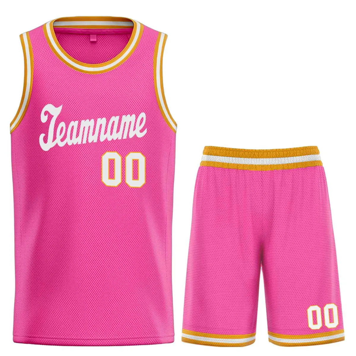Classic Pink White Basketball Uniform Jersey