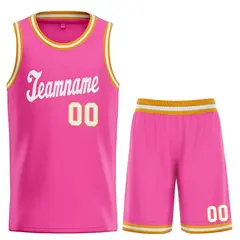 Classic Pink White Basketball Uniform Jersey