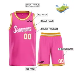 Classic Pink White Basketball Uniform Jersey 3