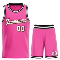 Classic Pink White-Orange Basketball Uniform Jersey
