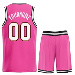 Classic Pink White-Orange Basketball Uniform Jersey 2
