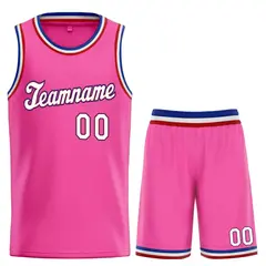 Classic Pink White-Red Basketball Uniform Jersey