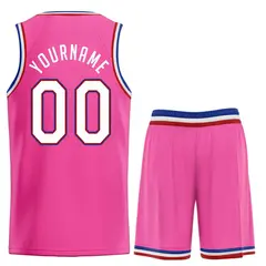 Classic Pink White-Red Basketball Uniform Jersey 2