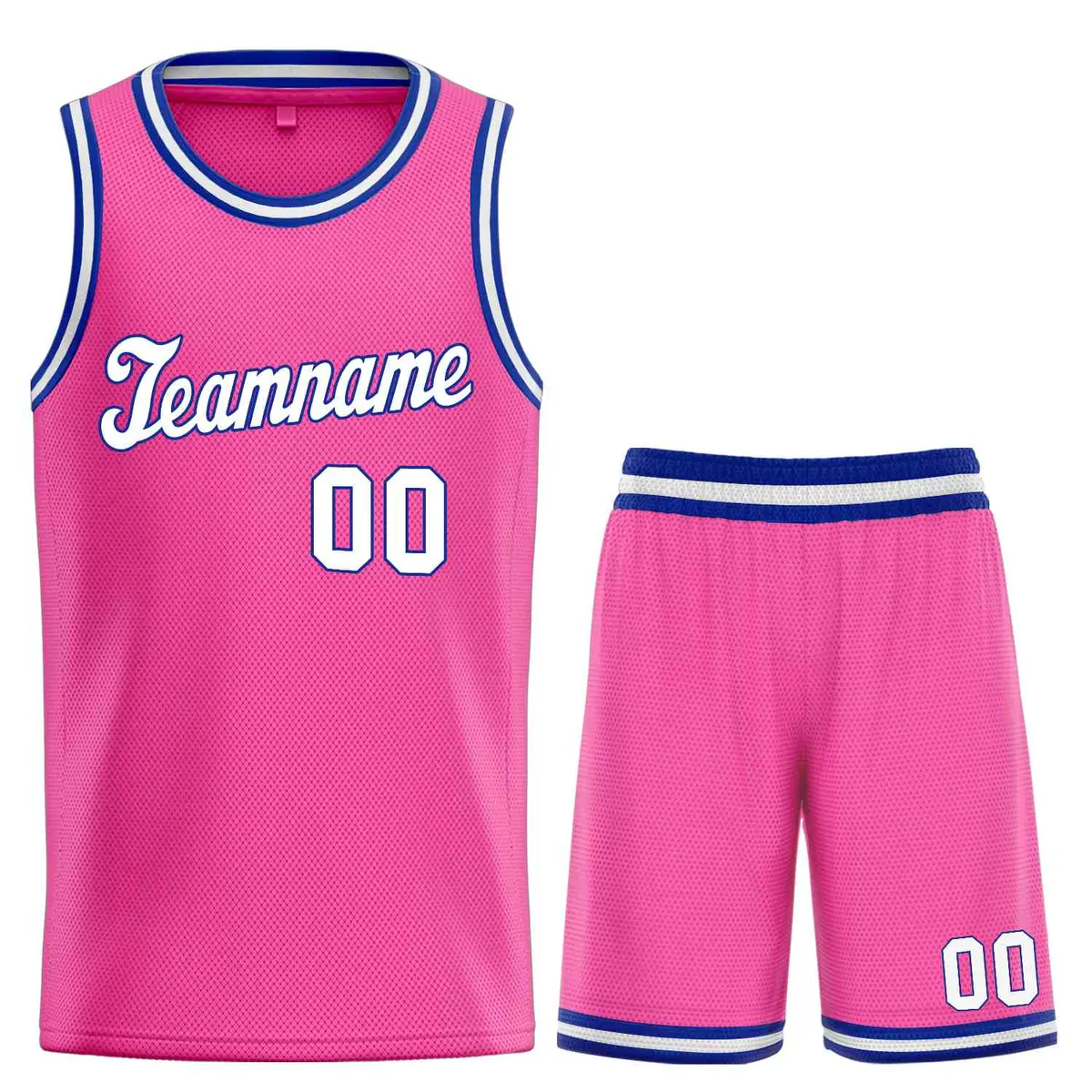 Classic Pink White-Royal Basketball Uniform Jersey