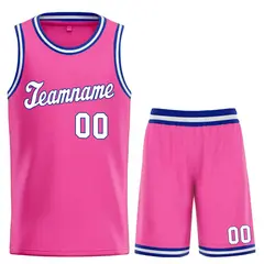 Classic Pink White-Royal Basketball Uniform Jersey