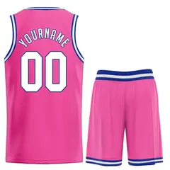 Classic Pink White-Royal Basketball Uniform Jersey 2