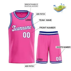 Classic Pink White-Royal Basketball Uniform Jersey 3