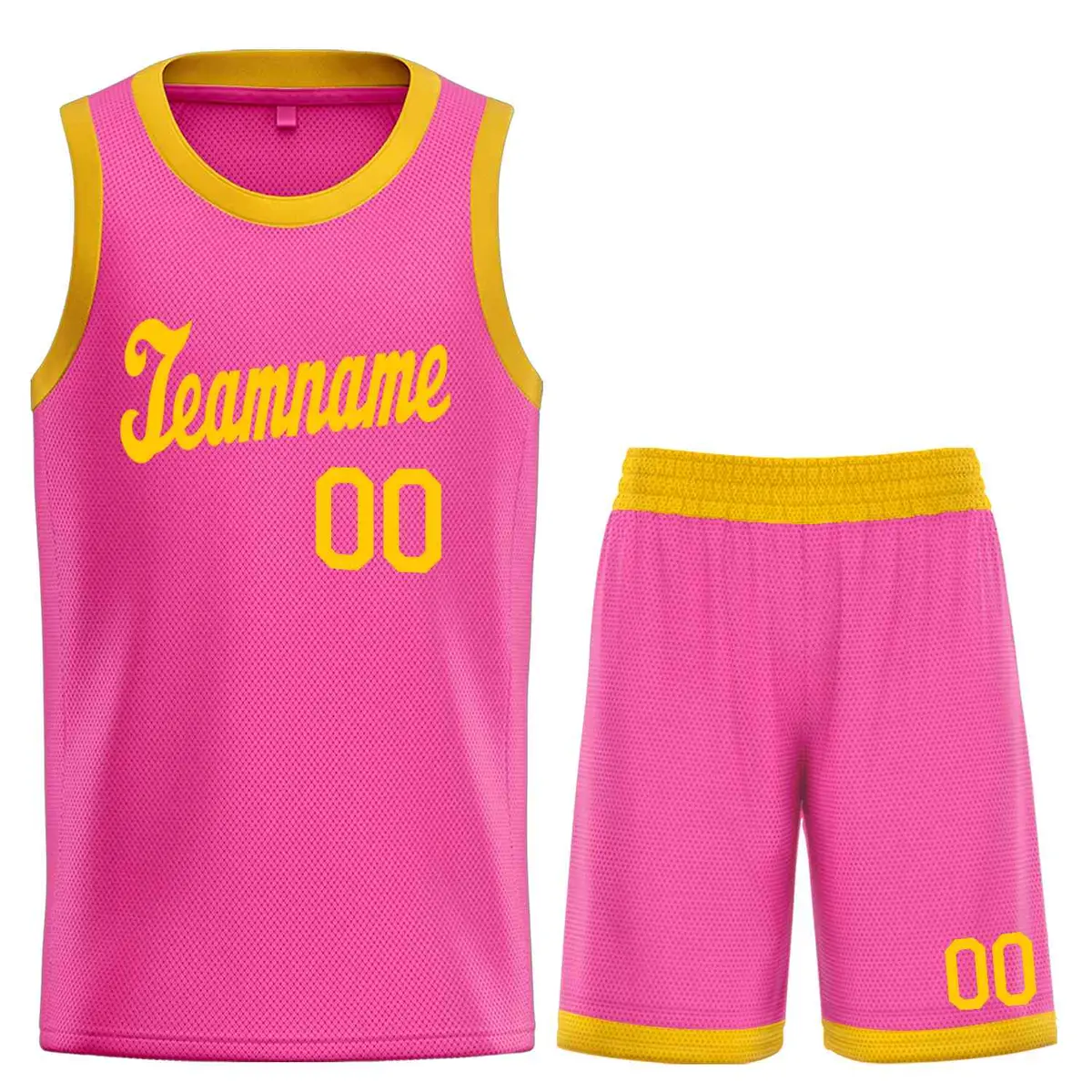 Classic Pink Yellow Basketball Uniform Jersey