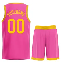 Classic Pink Yellow Basketball Uniform Jersey 2