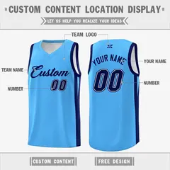 Classic Powder Blue Black Outdoor Basketball Jersey 2