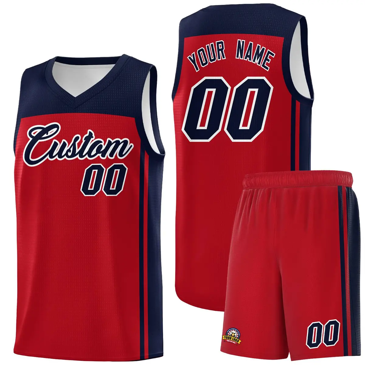 Classic Red Navy Sports Basketball Jersey