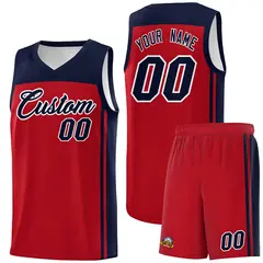 Classic Red Navy Sports Basketball Jersey