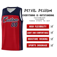 Classic Red Navy Sports Basketball Jersey 2