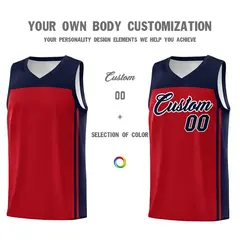 Classic Red Navy Sports Basketball Jersey 3