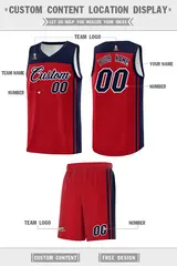 Classic Red Navy Sports Basketball Jersey 5