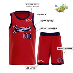 Classic Red Navy Team Basketball Jersey 3
