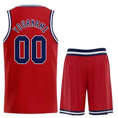 Classic Red Navy-White Team Basketball Jersey 2