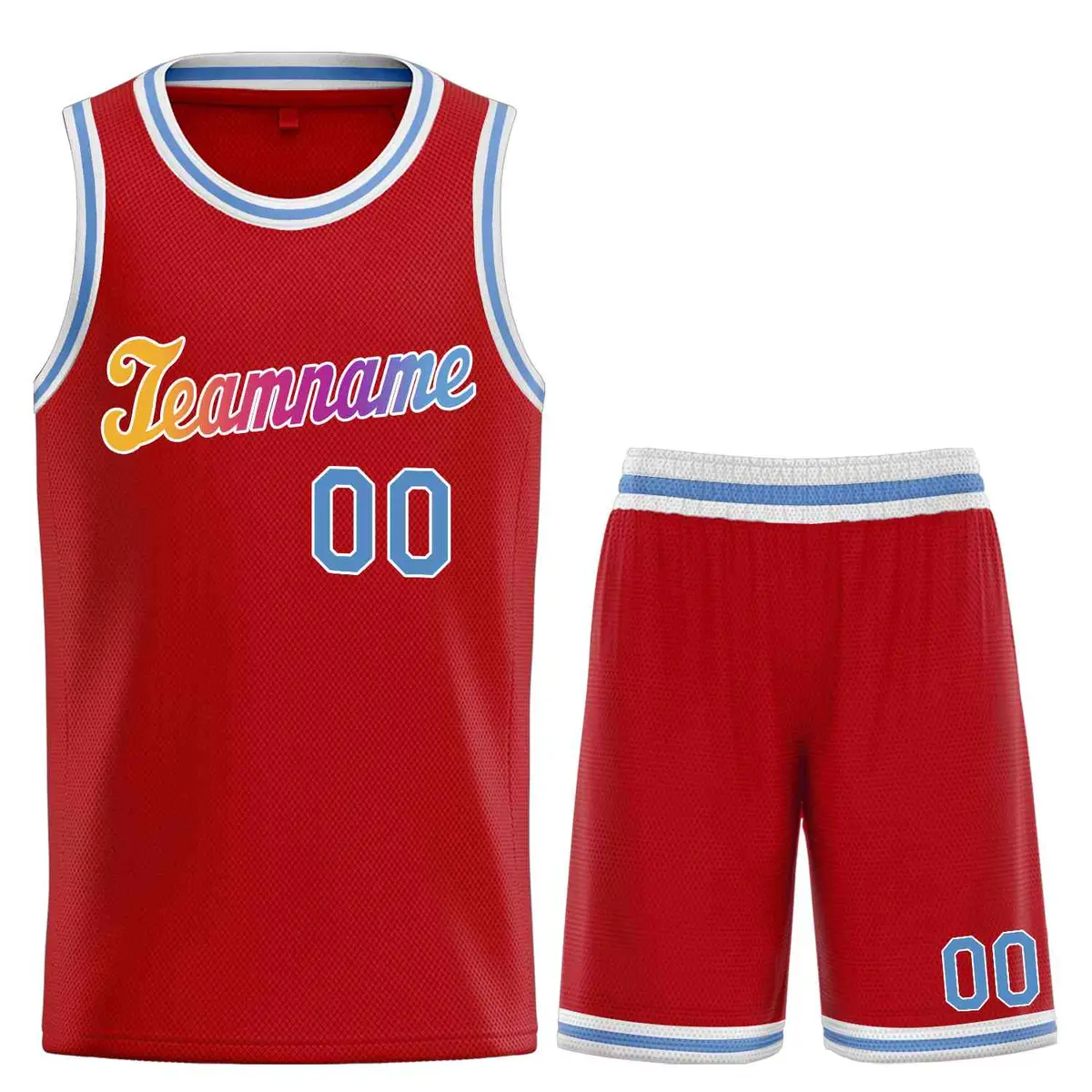Classic Red Powder Blue-White Team Basketball Jersey