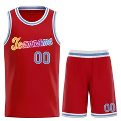 Classic Red Powder Blue-White Team Basketball Jersey