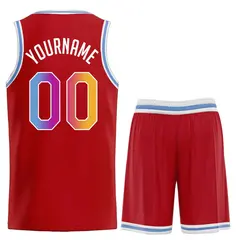 Classic Red Powder Blue-White Team Basketball Jersey 2