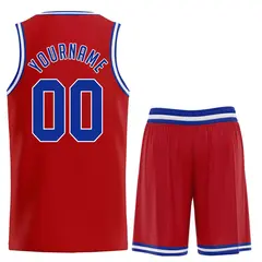 Classic Red Royal-White Team Basketball Jersey 2