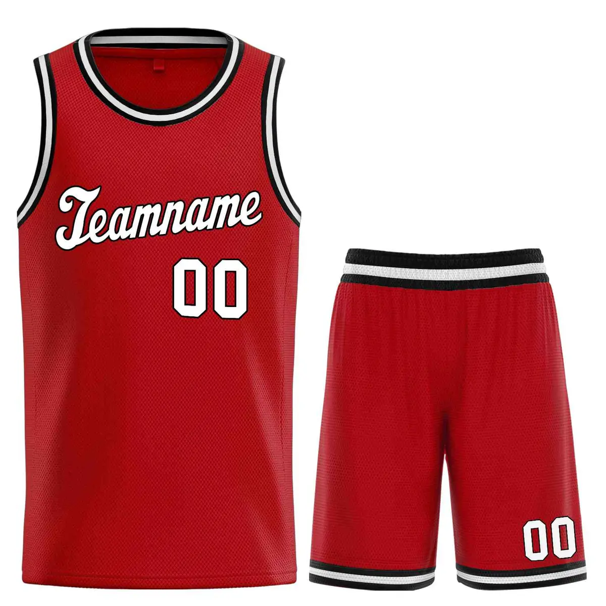 Classic Red White-Black Team Basketball Jersey